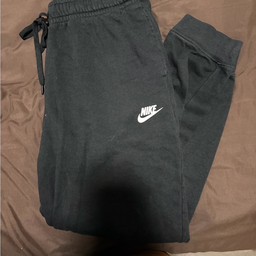 Nike Black Jogger Sweatpants with White Swoosh